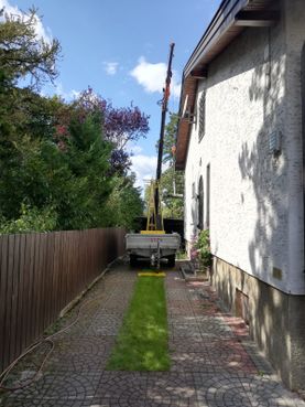 Wintergartenüberdachung mit Kranmontage